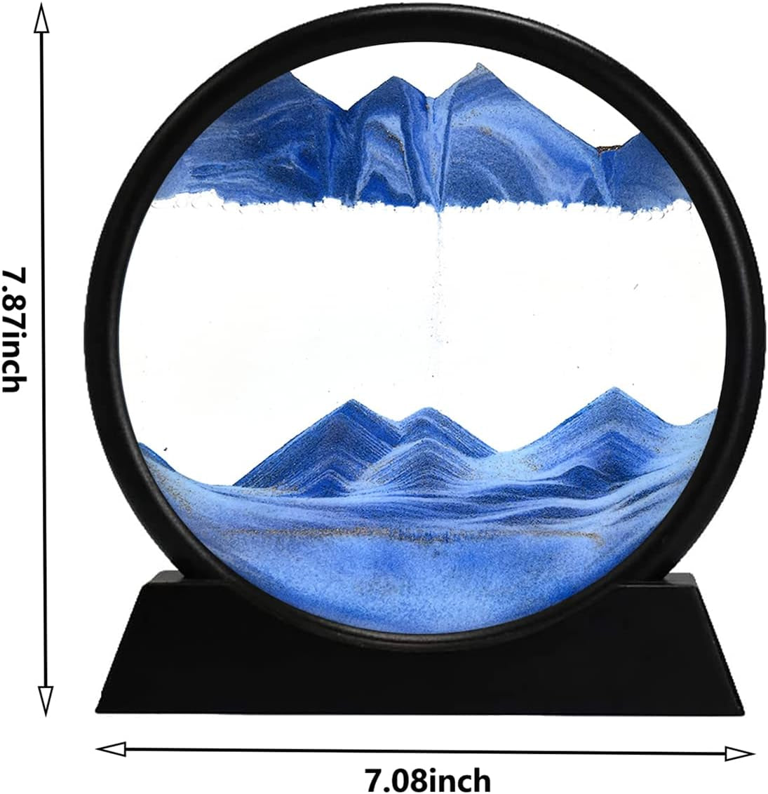 3D Dynamic Sand Art Liquid Motion, Moving Sand Art Picture round Glass 3D Deep Sea Sandscape in Motion Display Flowing Sand Painting Relaxing Desk Toys (Yellow, 7'')