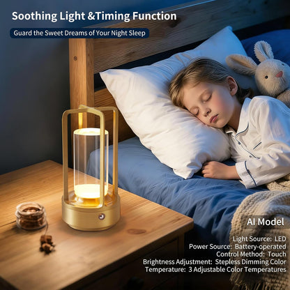 Portable Metal Table Lamp, Cordless Table Lamp with Touch Sensor