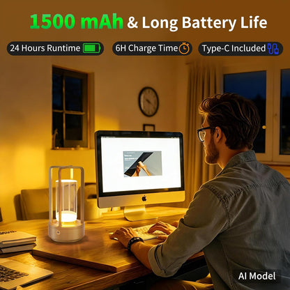 Portable Metal Table Lamp, Cordless Table Lamp with Touch Sensor