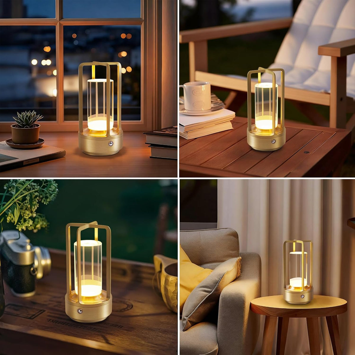 Portable Metal Table Lamp, Cordless Table Lamp with Touch Sensor
