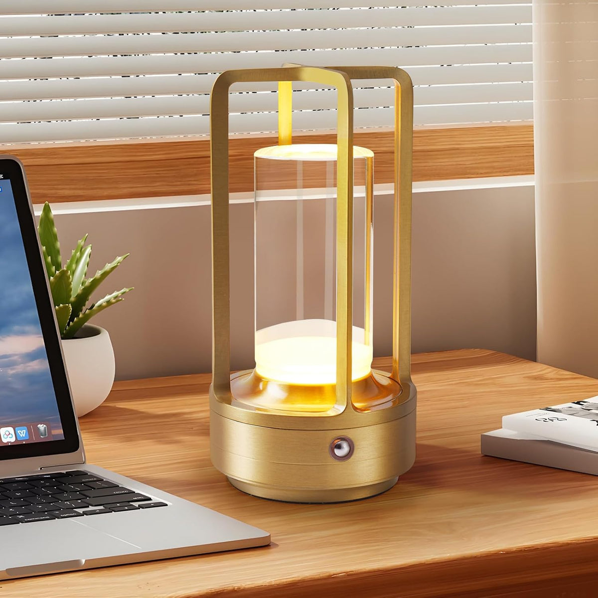 Portable Metal Table Lamp, Cordless Table Lamp with Touch Sensor